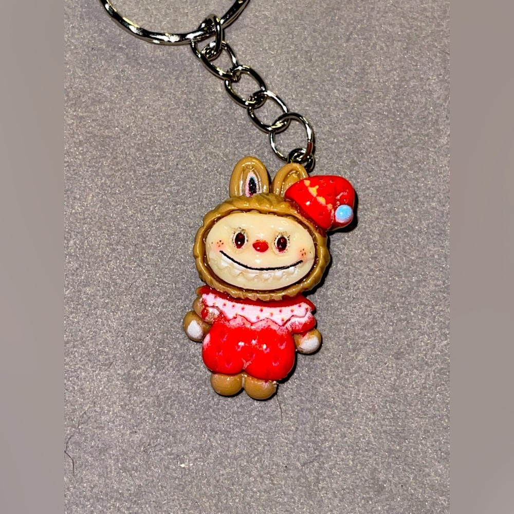 Labubu as a Strawberry Micro Keychain/Bag Charm. NIP